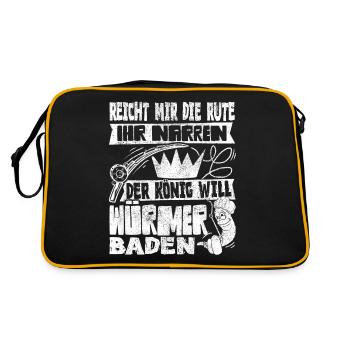 Angler Angelrute Angeln Ich Geh Würmer - Retro Tasche - Schwarz/Gold - Hinten