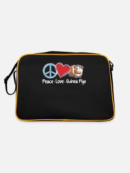 Paix Amour Cochon d’Inde Doux Animal Animal De Compagnie - Sac Retro - noir/or - Dos