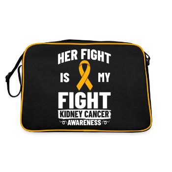 Cancer du rein Ruban orange Sensibilisation Cancer Chimio - Sac Retro - noir/or - Dos