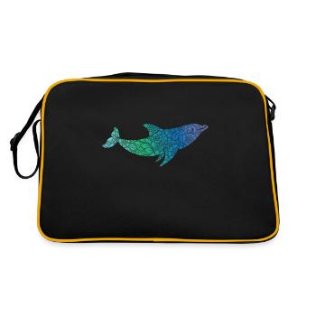 Déflin avec un mammifère dans l’eau - Sac Retro - noir/or - Dos