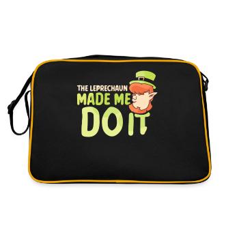 Der Leprechaun Hat Mich Dazu Gezwungen Kobold Ire - Retro Tasche - Schwarz/Gold - Hinten