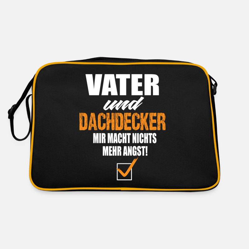 Vater und Dachdecker - Retro Tasche - Schwarz/Gold