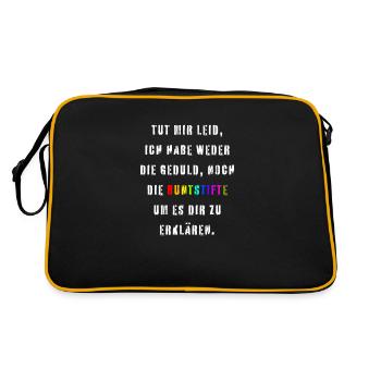 Ich habe keine Geduld Buntstifte Ironie - Retro Tasche - Schwarz/Gold - Hinten