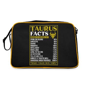 Stier Sternzeichen Geschenk Fakten - Retro Tasche - Schwarz/Gold - Hinten