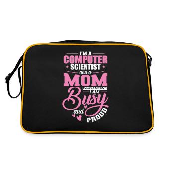 Computer Scientist and a Mom I'm busy and Proud - Retro Bag - black/gold - Back