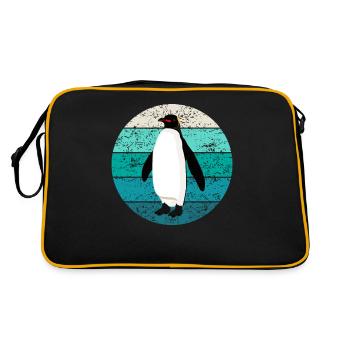 Pinguin Seevogel Meeresvogel Retro Geschenk - Retro Tasche - Schwarz/Gold - Hinten