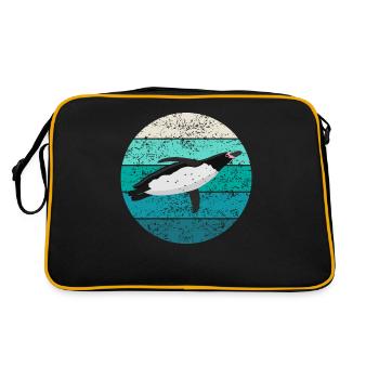 Pinguin Seevogel Meeresvogel Retro Geschenk - Retro Tasche - Schwarz/Gold - Hinten