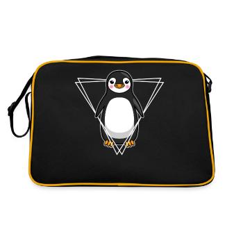Pinguin Seevogel Meeresvogel Vogel Geschenk - Retro Tasche - Schwarz/Gold - Hinten