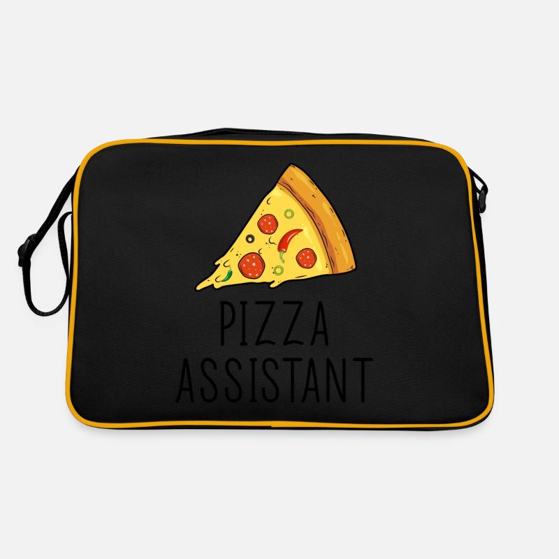 Pizza Assistant Matching Dad and Baby - Retro Tasche - Schwarz/Gold