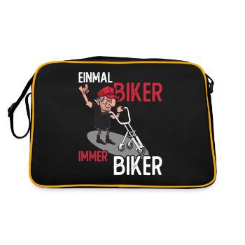 Einmal Biker Immer Biker Opa Pension Rentner - Retro Tasche - Schwarz/Gold - Hinten