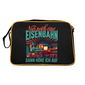 Nur noch eine Eisenbahn Dampflok Modeleisenbahn - Retro Tasche - Schwarz/Gold - Hinten