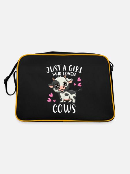 Funny Farmer Cow Lover Just A Girl Who Loves Cows - Retro Bag - black/gold - Back