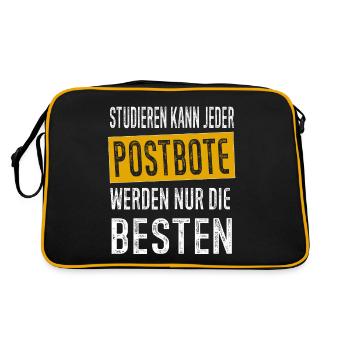 Postbote Briefträger Paketbote Geschenk - Retro Tasche - Schwarz/Gold - Hinten