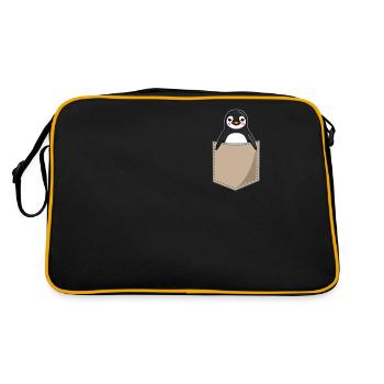 Pinguin Brusttasche Print Seevogel Geschenk - Retro Tasche - Schwarz/Gold - Hinten