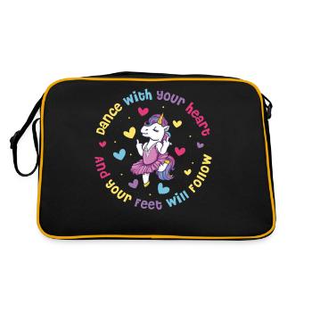 Dance With Your Heart Ballett Geschenk - Retro Tasche - Schwarz/Gold - Hinten