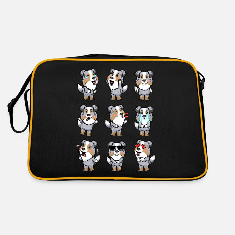 Australian Shepherd Hund Emotionen Retro Tasche