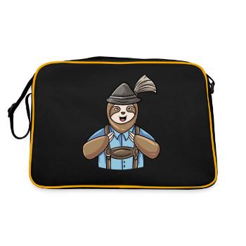 Faultier Bayerische Lederhosen - Retro Tasche - Schwarz/Gold - Hinten