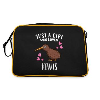 Lustige Kiwi Vogel Just A Girl Who Loves Kiwis - Retro Tasche - Schwarz/Gold - Hinten
