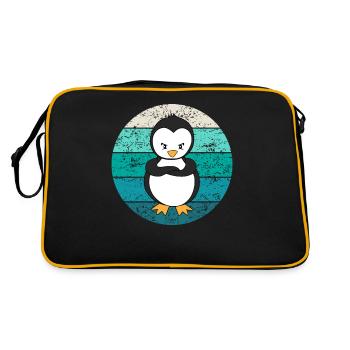 Lustiger Wütender Pinguin Seevogel Retro Geschenk - Retro Tasche - Schwarz/Gold - Hinten