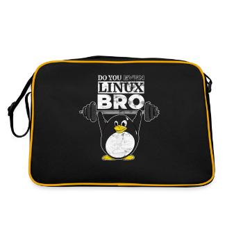 Do You Even Linux Bro Linux Pinguin hebt Gewichte - Retro Tasche - Schwarz/Gold - Hinten