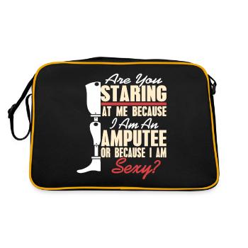 Starrst du mich an, weil ich amputiert bin? - Retro Tasche - Schwarz/Gold - Hinten