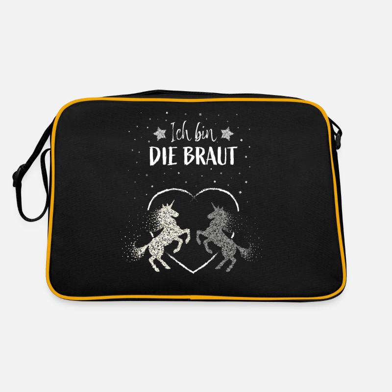 Hochzeit Braut Einhorn Unicorn Bride - Retro Tasche - Schwarz/Gold