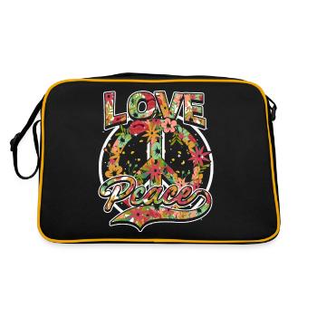 Paix Main Cravate Teinture Doigt Liberté Hippie Amour - Sac Retro - noir/or - Dos