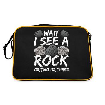 Warte Ich Sehe Einen Stein Oder Zwei Oder Drei - Retro Tasche - Schwarz/Gold - Hinten