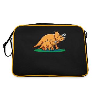 Dinosaur Triceratops Funny Dinosaur - Retro Bag - black/gold - Back