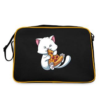 Chaton mange de la pizza - Sac Retro - noir/or - Dos