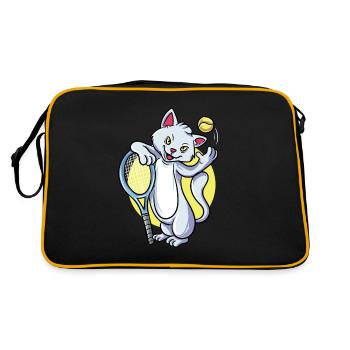 Tennis Katze - Retro Tasche - Schwarz/Gold - Hinten
