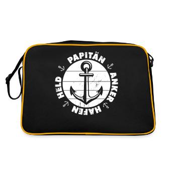 Papitän Papa Kapitän Vatertag Captain Anker Segler - Retro Tasche - Schwarz/Gold - Hinten