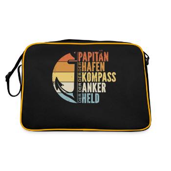 Papitän Papa Kapitän Vatertag Captain Anker Segler - Retro Tasche - Schwarz/Gold - Hinten