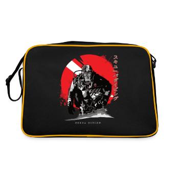 Diver in front of sun Japanese gift - Retro Bag - black/gold - Back