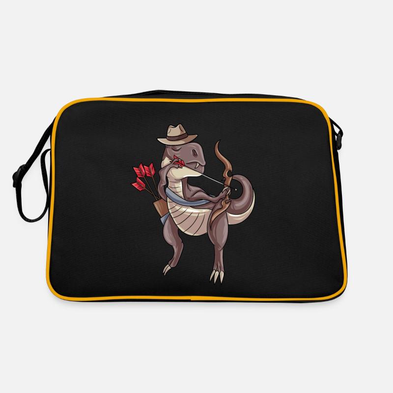 Bogenschießen Dinosaurier - Retro Tasche - Schwarz/Gold