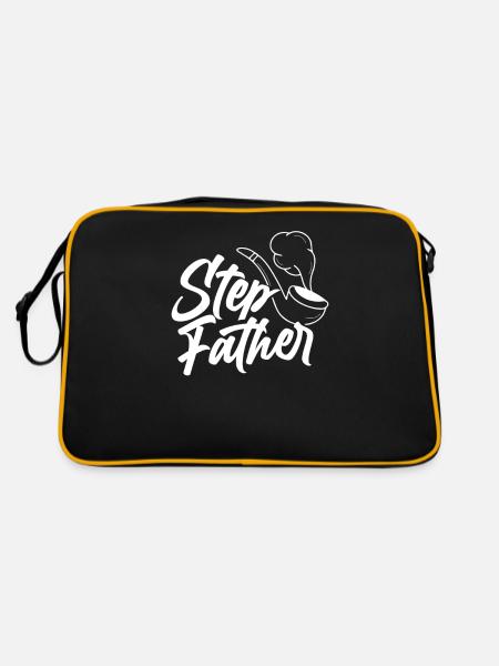 Stiefvater Stepdad Stiefpapa Vatertag - Retro Tasche - Schwarz/Gold - Hinten