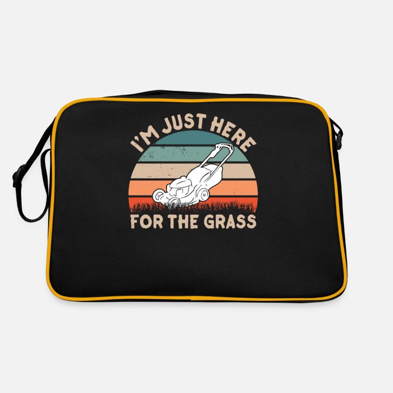Ich Bin Nur Wegen Des Grases Hier Rasenmähen Gras Retro Tasche