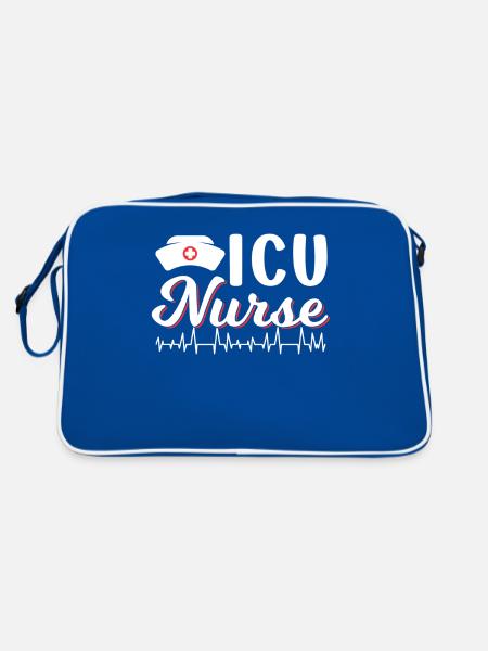 Intensivkrankenschwester Intensiv Intensivpflege - Retro Tasche - Blau/Weiß - Hinten