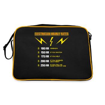 Funny Electrician Hourly Rate Electricity - Retro Bag - black/gold - Back