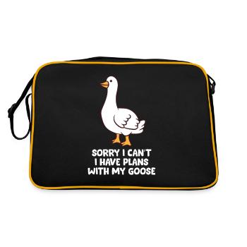 Lustige Gans Tut mir leid, ich kann nicht, ich - Retro Tasche - Schwarz/Gold - Hinten
