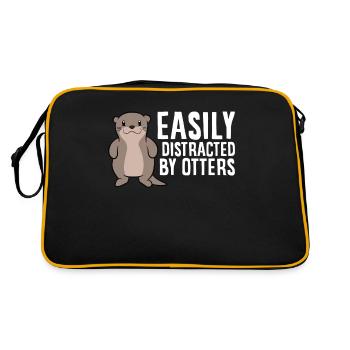 Leicht ablenkbar durch Otter Liebe Seeotter - Retro Tasche - Schwarz/Gold - Hinten