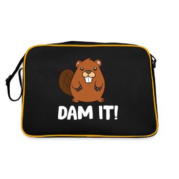 Funny Beaver Dam It Cute Beaver - Retro Bag - black/gold - Back