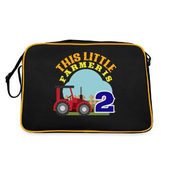 2nd birthday I am 2 animals farm farmer - Retro Bag - black/gold - Back