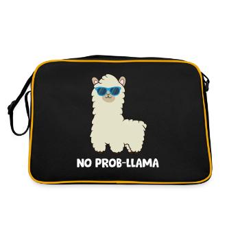 Llama Lover No Prob-LLama Alpaka No Probllama - Retro Tasche - Schwarz/Gold - Hinten
