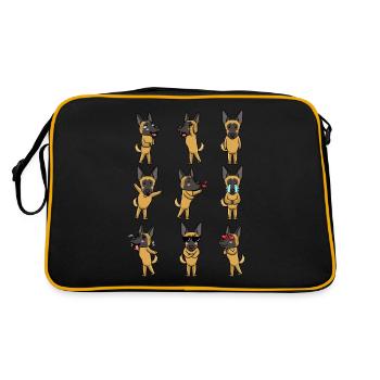 Malinois Dog Mechelaar Emoticon - Retro Bag - black/gold - Back