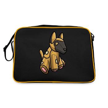 Malinois Dog Cuddly Toy Motif - Retro Bag - black/gold - Back