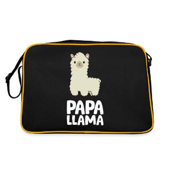 Papa Llama Hommes Garçons Llama Cadeau Papa Llama - Sac Retro - noir/or - Dos