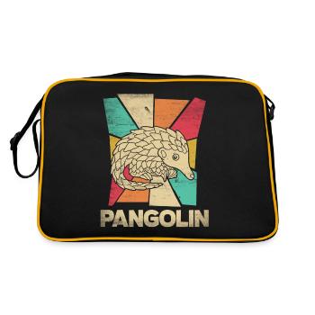 Scaly Anteater Pangolins Cute Pangolin Silhouette - Retro Tasche - Schwarz/Gold - Hinten