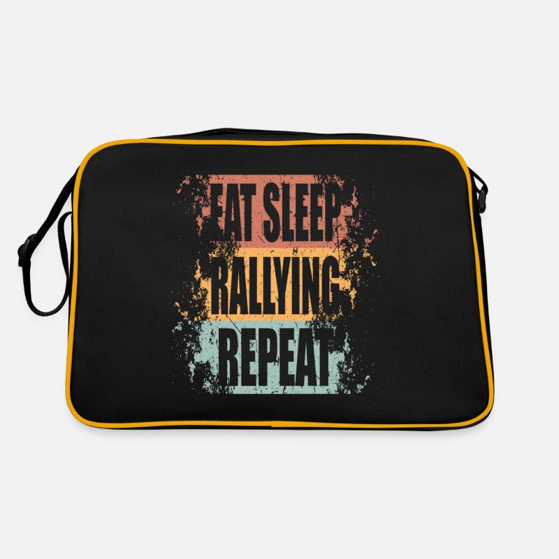 Rallye Eat Sleep Repeat - Retro Tasche - Schwarz/Gold