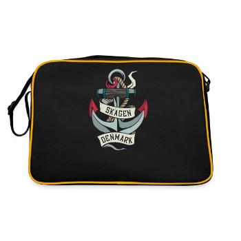 Skagen I Dänemark Urlaub Motiv für Dänen - Retro Tasche - Schwarz/Gold - Hinten